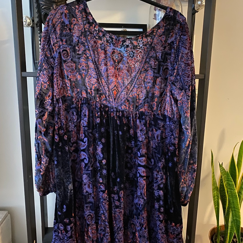 Velvet free people boho babydoll dress